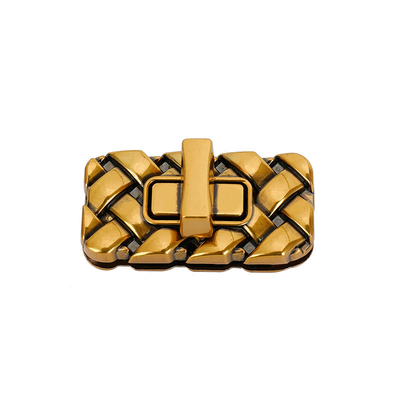 کیف دستی بافته شده مستطیلی قفل فلزی تاب دار قفل کیف دستی طلایی