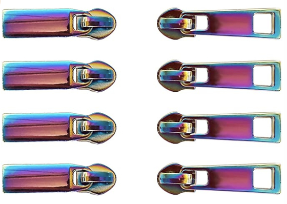 Alalamu ISO9001 زیپ های فلزی تزئینی رنگین کمان زیپ چند رنگ می کشد